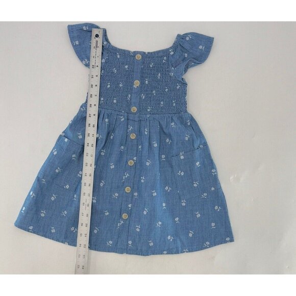 NWOT Cat & Jack Girl's Chambray Short Sleeve Faux Button Front Dress Size XS 4/5 - Picture 6 of 7